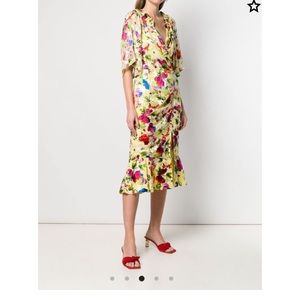 SALONI Floral Midi Dress - Yellow, Red, Blue